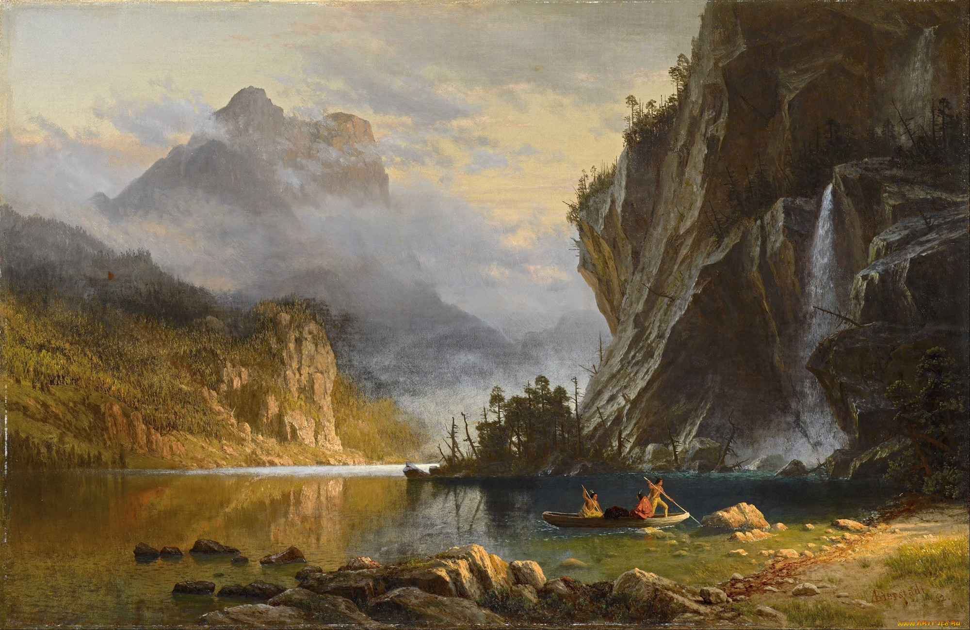 , , , , albert, bierstadt, , indians, spear, fishing, , 